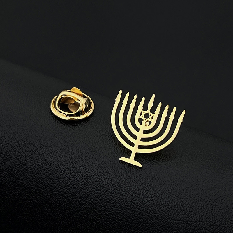 Israel Iudaism Menorah Broșă cu cataramă pentru bărbați, femei, rever, guler, ace, insignă, Hanukkah, cadouri de vacanță, bijuterii de credință, petrecere de nuntă