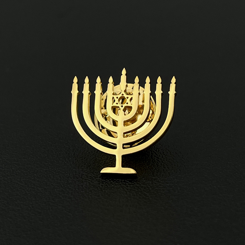 Israel Iudaism Menorah Broșă cu cataramă pentru bărbați, femei, rever, guler, ace, insignă, Hanukkah, cadouri de vacanță, bijuterii de credință, petrecere de nuntă