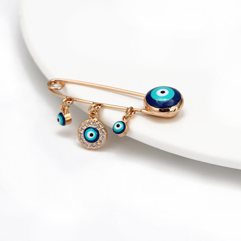 EVIL EYE Buburuza albastra turceasca Evil Eye Charm Brosa Pin cupru aur argint culoare brosa pentru femei fete bijuterii de moda BE63
