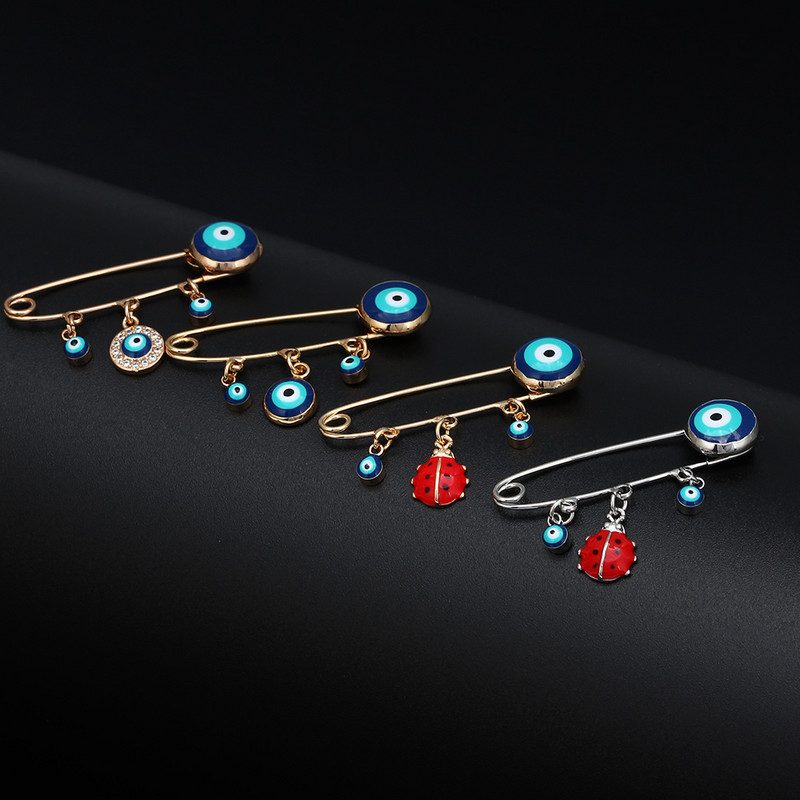 EVIL EYE Buburuza albastra turceasca Evil Eye Charm Brosa Pin cupru aur argint culoare brosa pentru femei fete bijuterii de moda BE63