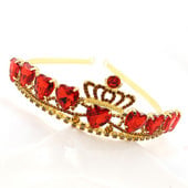 Menyasszony esküvői koronahercegnő strasszkő tiara vörös kristály őszibarack szív korona tiara lányok gyerekek tiara korona tiara