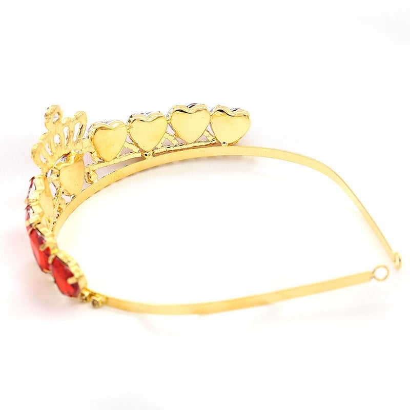 Menyasszony esküvői koronahercegnő strasszkő tiara vörös kristály őszibarack szív korona tiara lányok gyerekek tiara korona tiara