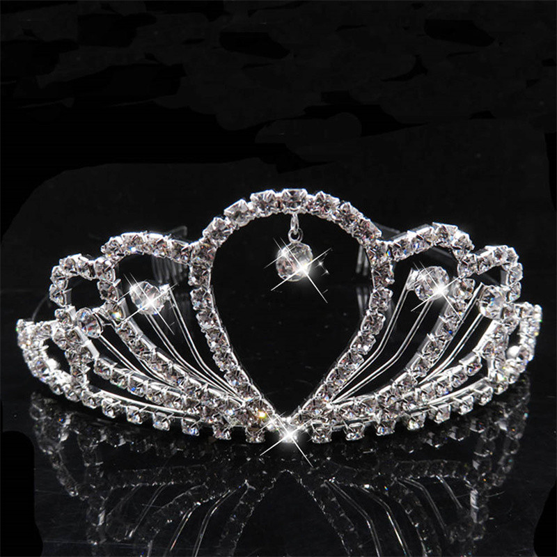 Hot Fashion Bridal Tiara Crown Luxury Princess Wedding Party Bijuterii de păr Femei Fată Inimă Cristal Bal Bandă Comerț cu ridicata