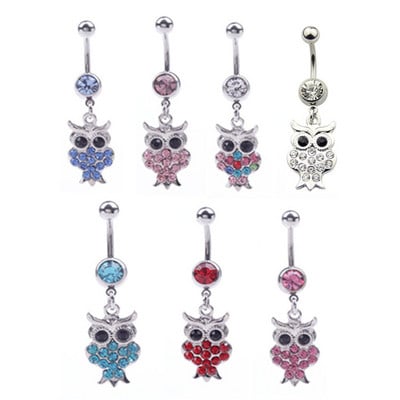 Nova slatka ptica piercing za pupak za žene Rhinestones Horse Kitten Owl Pearl Piercing za pupak Girls Party Piercing za pupak Temperament nakit