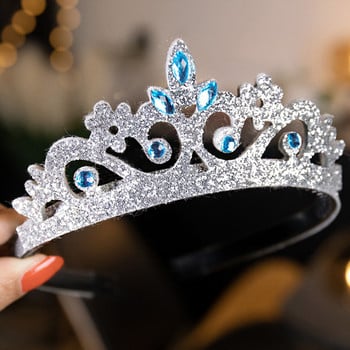 Princess Crown Girl Ръчно изработена кристална тиара Детски рожден ден Сватбен модел Подиум на шапката Подарък Бебешки аксесоари за коса