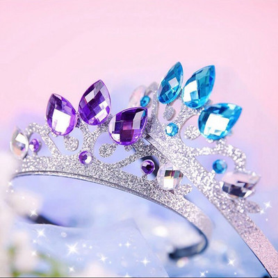 Princess Crown Girl Ръчно изработена кристална тиара Детски рожден ден Сватбен модел Подиум на шапката Подарък Бебешки аксесоари за коса