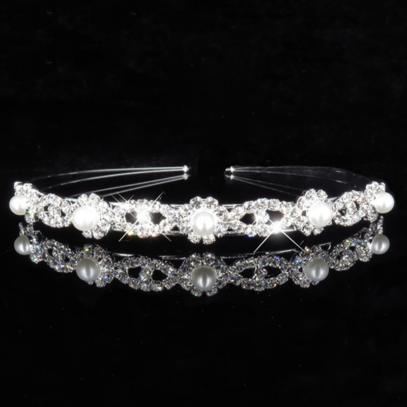 Menyasszony fejdísz Hercegnő hajkiegészítők Báli Korona Lány Elegáns Hajpánt Pearl Crystal Esküvői Haj Kiegészítők Fejpánt