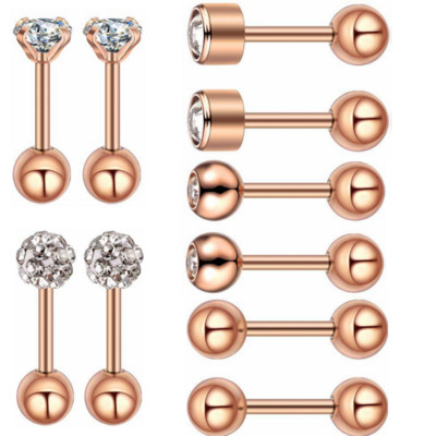 10PCS/Set 18G Labret Piercing Stud Set Prstena za usne Kristalni prsten za usne Nakit Helix Piercing Tragus Naušnica Pirsing hrskavice u nosu