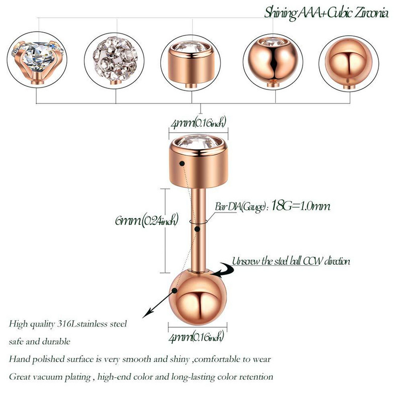 10 bucăți/set 18G piercing labret set de inele pentru buze cu cristale labret bijuterii Helix piercing tragus cercel cartilaj pircing nas