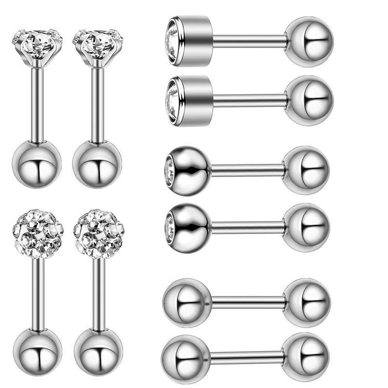 10 bucăți/set 18G piercing labret set de inele pentru buze cu cristale labret bijuterii Helix piercing tragus cercel cartilaj pircing nas