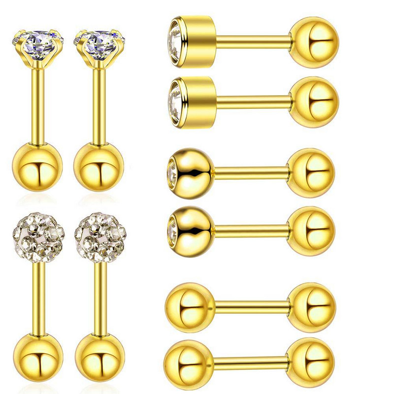 10 bucăți/set 18G piercing labret set de inele pentru buze cu cristale labret bijuterii Helix piercing tragus cercel cartilaj pircing nas