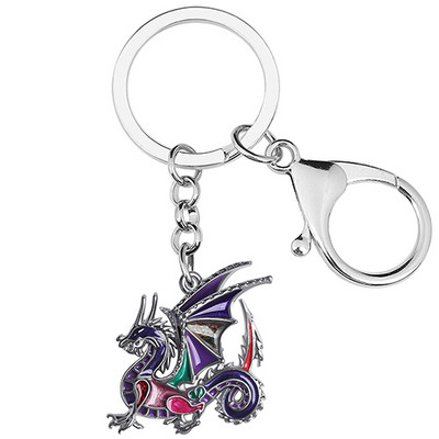 BONSNY Enamel Alloy3D Dinosaur Mighty Mythical Dragon kulcstartó Divatos táska kulcstartó gyűrű ékszer nőknek tinik lányoknak varázsajándék