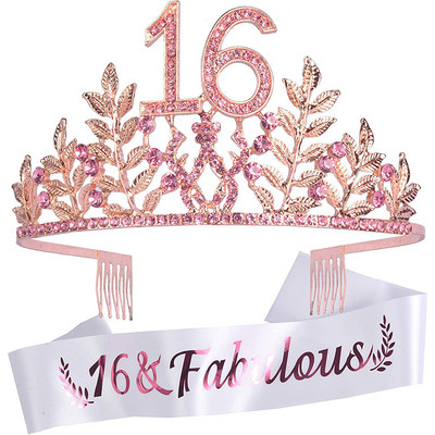 Kuninganna sünnipäevakroon 6 16 18 21 30 50 lindiga kristallist tiaara printsessi sünnipäevabaar Mitsvah peo aastapäeva kaunistustarbed