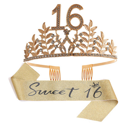 Kuninganna sünnipäevakroon 6 16 18 21 30 50 lindiga kristallist tiaara printsessi sünnipäevabaar Mitsvah peo aastapäeva kaunistustarbed