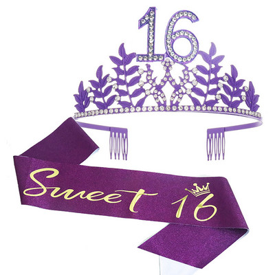 Kuninganna sünnipäevakroon 6 16 18 21 30 50 lindiga kristallist tiaara printsessi sünnipäevabaar Mitsvah peo aastapäeva kaunistustarbed