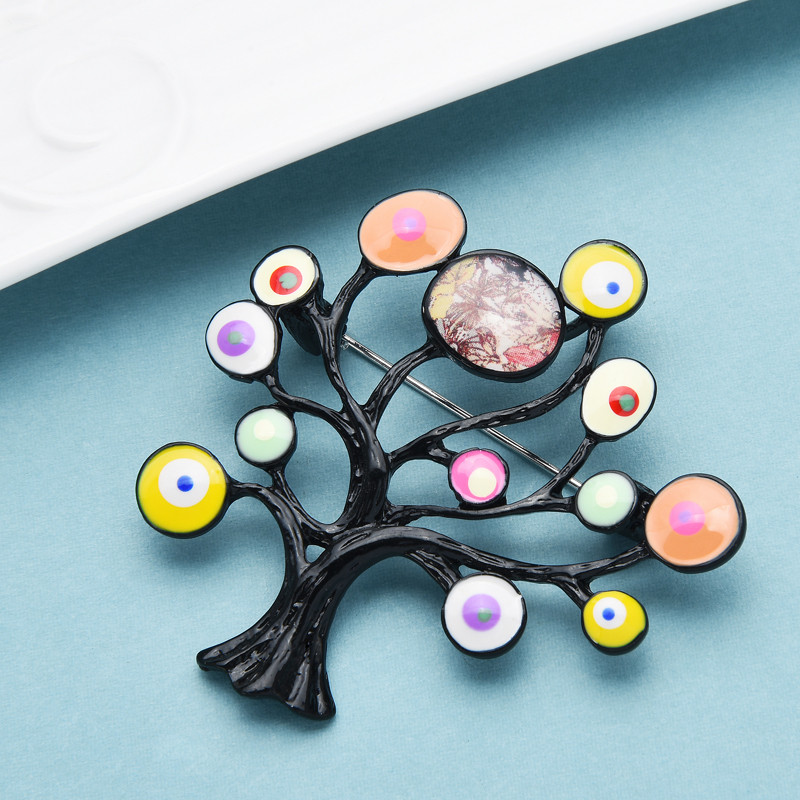 Wuli&baby Broșe de copac emailate, 2 culori, plante de copac, nunți, birou, petreceri, broșă, ace, cadouri