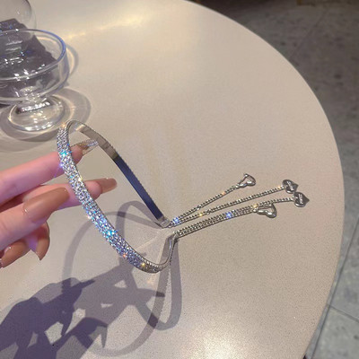 Jauna modes pilna Rhinestone spīdīga pušķu matu lente sieviešu galvassega Kāzu ballīšu aksesuāri matu rotaslietas