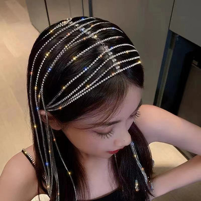 Jauna modes pilna Rhinestone spīdīga pušķu matu lente sieviešu galvassega Kāzu ballīšu aksesuāri matu rotaslietas