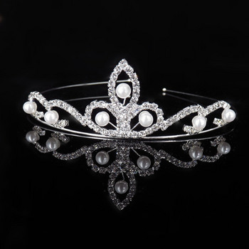 Princess Pearl Rhinestone Tiara Child Girl Δώρο στολίδι για τα μαλλιά Νυφική κόμμωση Στέμμα για τα μαλλιά του γάμου