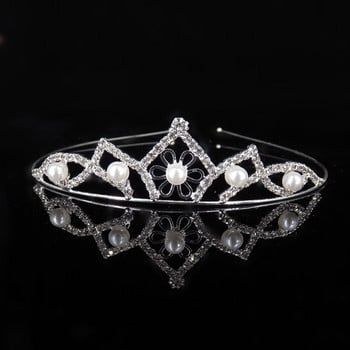 Princess Pearl Rhinestone Tiara Child Girl Δώρο στολίδι για τα μαλλιά Νυφική κόμμωση Στέμμα για τα μαλλιά του γάμου