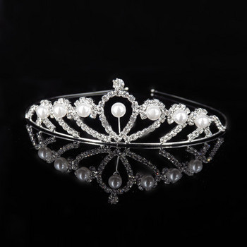 Princess Pearl Rhinestone Tiara Child Girl Δώρο στολίδι για τα μαλλιά Νυφική κόμμωση Στέμμα για τα μαλλιά του γάμου