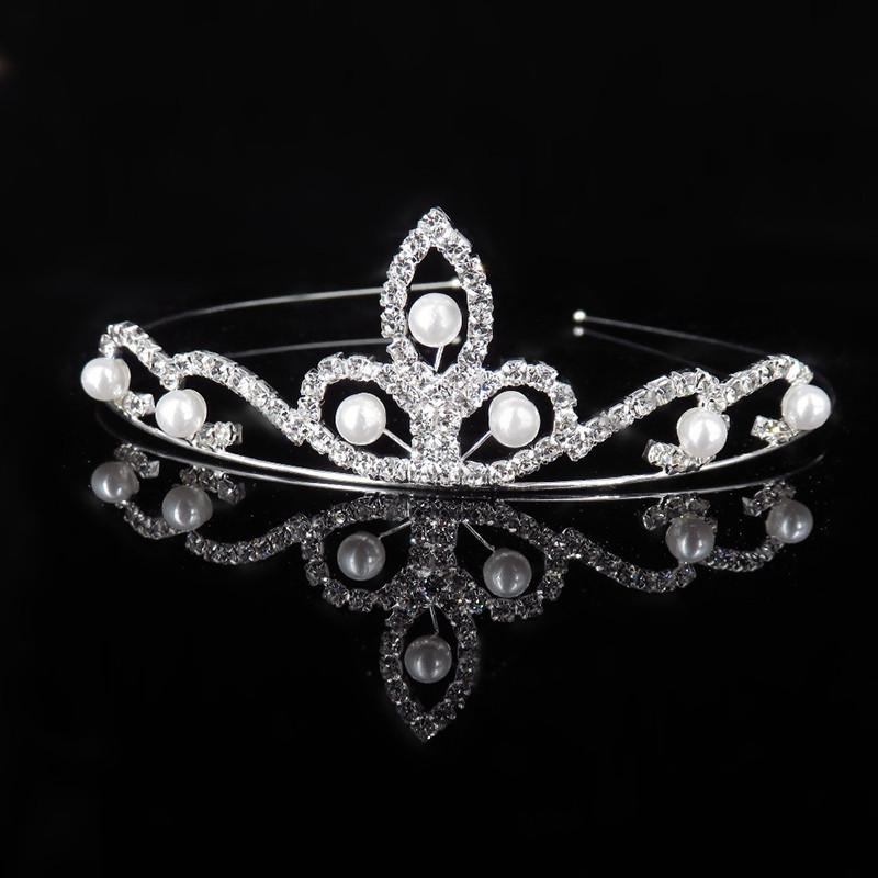 Princess Pearl strassz tiara gyermek lány bálba ajándék hajdísz menyasszonyi fejdísz esküvői hajdísz korona