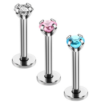 1/2PC Crystal Heart Labret Пиърсинг Пръстен Хирургическа стомана Циркон Пиърсинг за устни Трагус Пиърсинг Обеца Хрущял Стъпка Levre Бижута