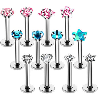 1/2PC Crystal Heart Labret Piercing prsten od kirurškog čelika, cirkon, piercing za usne, naušnica za piercing za tragus, hrskavica, nakit Levre