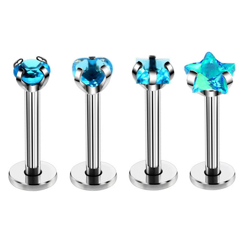 1/2 buc inel de piercing labret de inimă de cristal, oțel chirurgical, zircon, piercing pentru buze, piercing pentru tragus, cercel, cartilaj, bijuterii Levre