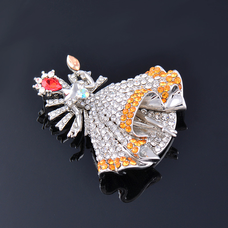 LEEKER Luksuzni puni kristalni anđeoski broš za žene igla s jednobojnom suknjom u obliku vintage nakita Dodaci ZD1 LK2