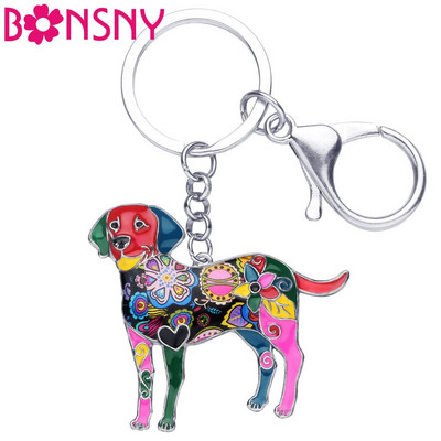 Bonsny Emalja Labradora suņu atslēgu piekariņš atslēgu piekariņš Jaunas rotaslietas sievietēm Meiteņu soma piekariņš piekarināms automašīnas atslēgu turētājs atslēgu piekariņu aksesuāri