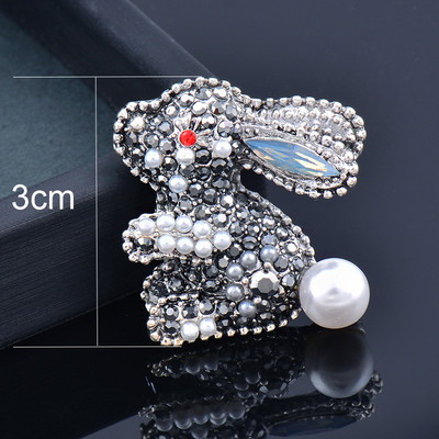 LEEKER Broșe mici, drăguțe, cu strasuri, iepure, pentru femei, de culoare antică, aur, argint, broșă vintage pentru femei, bijuterii ZD1 XS8