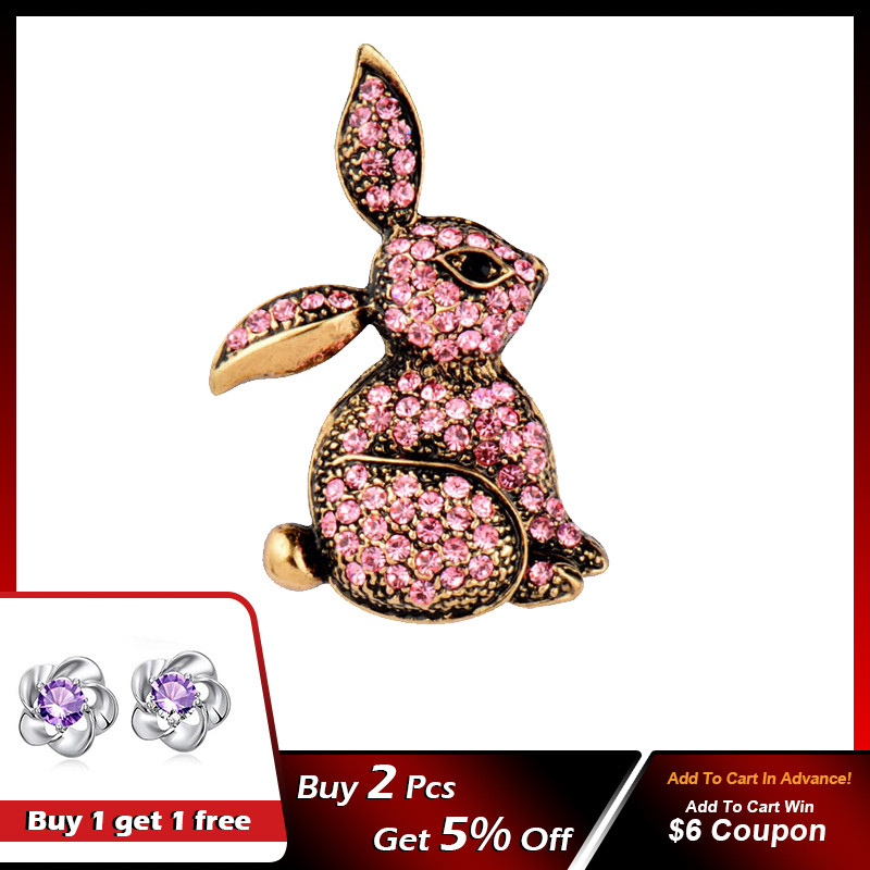 LEEKER Broșe mici, drăguțe, cu strasuri, iepure, pentru femei, de culoare antică, aur, argint, broșă vintage pentru femei, bijuterii ZD1 XS8