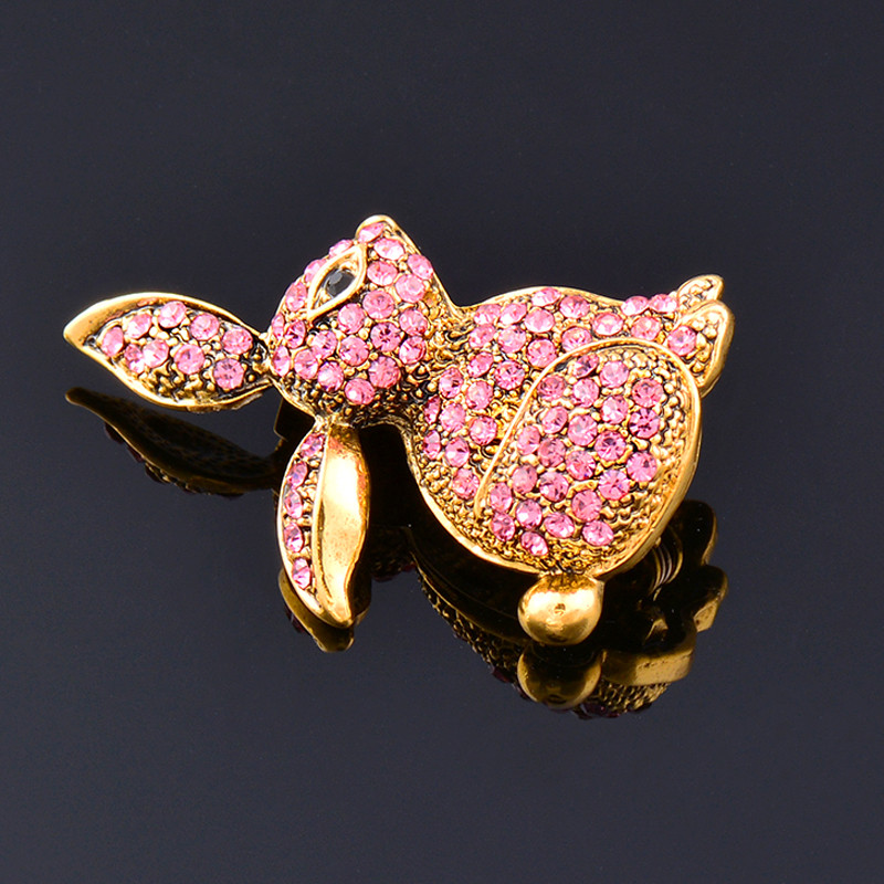 LEEKER Broșe mici, drăguțe, cu strasuri, iepure, pentru femei, de culoare antică, aur, argint, broșă vintage pentru femei, bijuterii ZD1 XS8