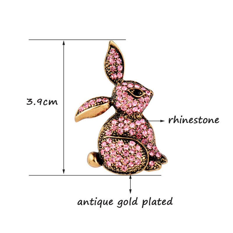 LEEKER Broșe mici, drăguțe, cu strasuri, iepure, pentru femei, de culoare antică, aur, argint, broșă vintage pentru femei, bijuterii ZD1 XS8
