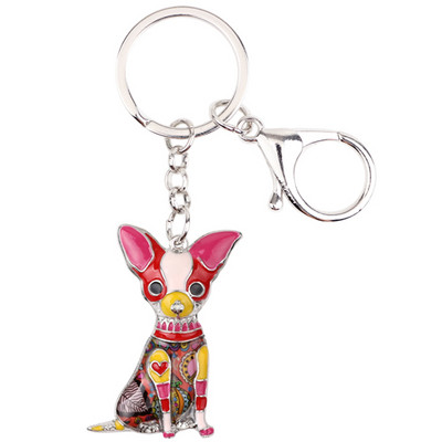 Bonsny Zománcos Chihuahuas Kutya Kulcstartó Kulcstartó Pom Ajándék Női Lánytáska Medál 2017 Új Charm Kulcstartó Divat Ékszer