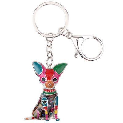 Bonsny Zománcos Chihuahuas Kutya Kulcstartó Kulcstartó Pom Ajándék Női Lánytáska Medál 2017 Új Charm Kulcstartó Divat Ékszer