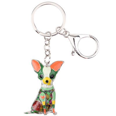 Bonsny Zománcos Chihuahuas Kutya Kulcstartó Kulcstartó Pom Ajándék Női Lánytáska Medál 2017 Új Charm Kulcstartó Divat Ékszer