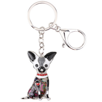 Bonsny Zománcos Chihuahuas Kutya Kulcstartó Kulcstartó Pom Ajándék Női Lánytáska Medál 2017 Új Charm Kulcstartó Divat Ékszer