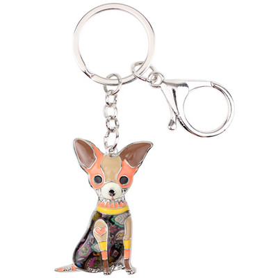 Bonsny Zománcos Chihuahuas Kutya Kulcstartó Kulcstartó Pom Ajándék Női Lánytáska Medál 2017 Új Charm Kulcstartó Divat Ékszer