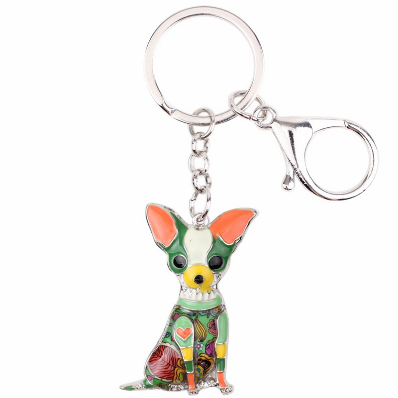 Bonsny Zománcos Chihuahuas Kutya Kulcstartó Kulcstartó Pom Ajándék Női Lánytáska Medál 2017 Új Charm Kulcstartó Divat Ékszer