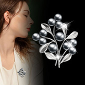 LEEKER femei vintage broșe ace cu perle mari de imitație gri, accesorii de bijuterii pentru femei ZD1 LK7