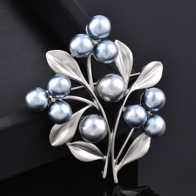 LEEKER femei vintage broșe ace cu perle mari de imitație gri, accesorii de bijuterii pentru femei ZD1 LK7