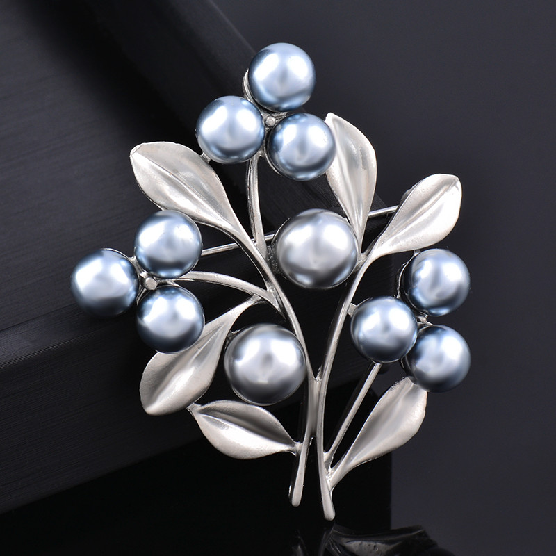 LEEKER femei vintage broșe ace cu perle mari de imitație gri, accesorii de bijuterii pentru femei ZD1 LK7