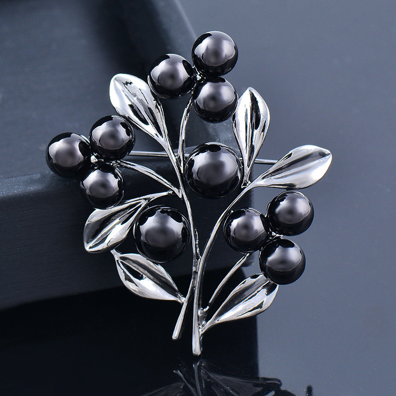 LEEKER femei vintage broșe ace cu perle mari de imitație gri, accesorii de bijuterii pentru femei ZD1 LK7