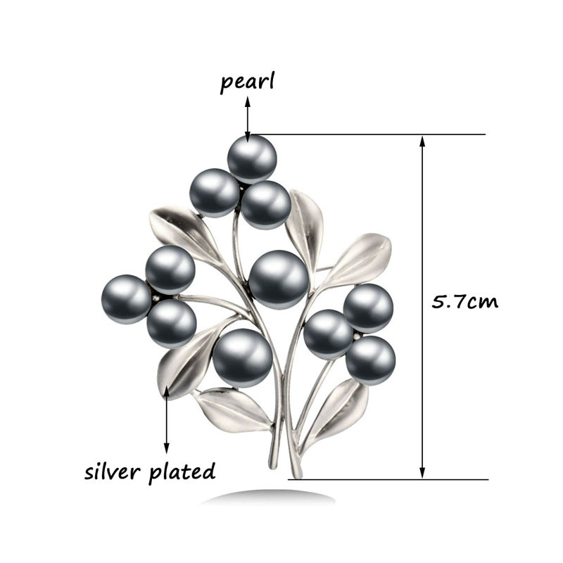 LEEKER femei vintage broșe ace cu perle mari de imitație gri, accesorii de bijuterii pentru femei ZD1 LK7