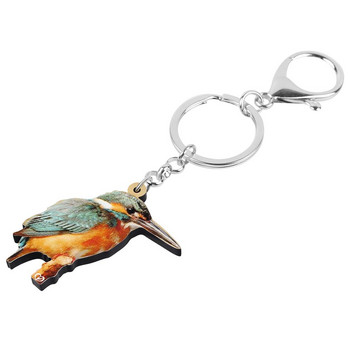 Bonsny Acrylic Lovely kingfisher Keychains Aesthetic Animal Bird Keyring Jewelry for Women Kids Friends Μοντέρνα αξεσουάρ δώρου