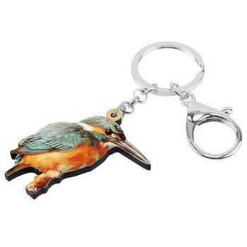 Bonsny Acrylic Lovely kingfisher Keychains Aesthetic Animal Bird Keyring Jewelry for Women Kids Friends Μοντέρνα αξεσουάρ δώρου