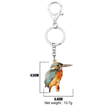 Bonsny Acrylic Lovely kingfisher Keychains Aesthetic Animal Bird Keyring Jewelry for Women Kids Friends Μοντέρνα αξεσουάρ δώρου