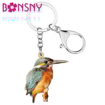 Breloc Bonsny Acrilic Minunat kingfisher Breloc Estetic Animal Păsări Bijuterii Pentru Femei Copii Prieteni Accesorii Cadou la modă